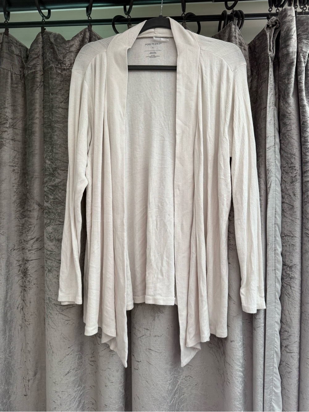 Posh Peanut Vanilla Open-Front Women's Cardigan Pointelle Sweater